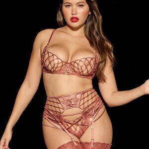 Honey Birdette FRANCESCA💖 Rose Gold Lace Push Up Bra 36G-US 14F/36F